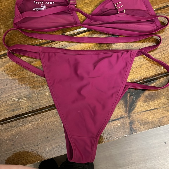 Betty Jade Swimwear Maroon Strappy Bikini- XL - Picture 6 of 6